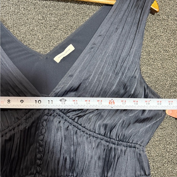 Rebecca Taylor Elegant Navy Blue Button Front Midi Pleated Dress, XL - Picture 3 of 6